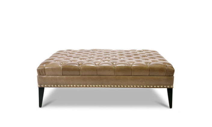 Winston taupe leather Ottoman by KHL