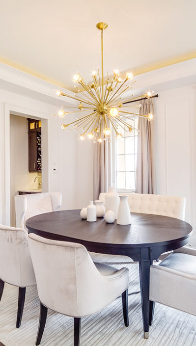 dining table with unique light fixture