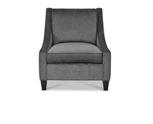 Front view of Alford charcoal velvet Lounge Chair by KHL