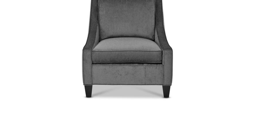 Front view of Alford charcoal velvet Lounge Chair by KHL